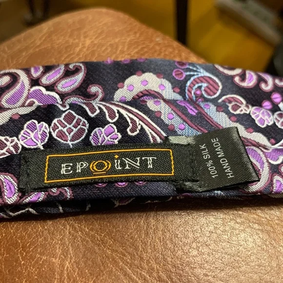 PURPLE PAISLEY BROCADE HANDMADE SILK ASCOT CRAVATTE NECKTIE - Picture 4 of 13